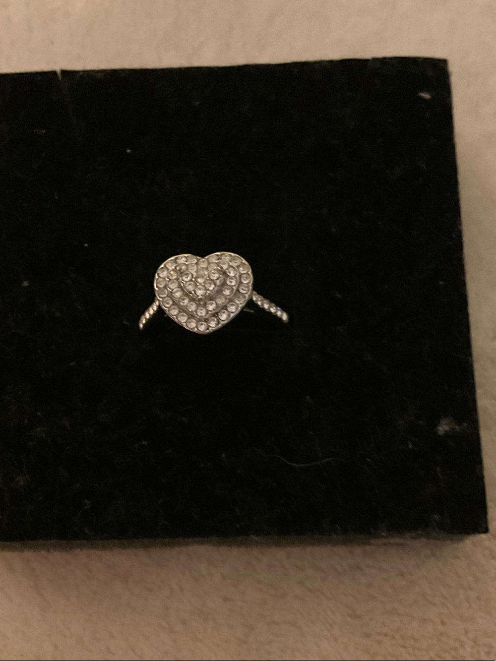 Zales Silver Heart Pavé Ring with Clear Crystals